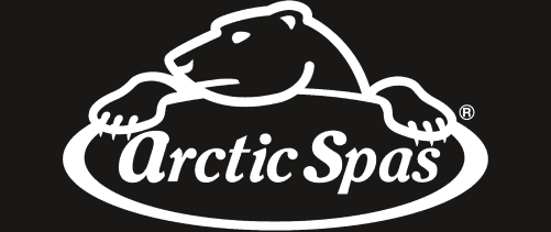 Official Arctic Spas authorized dealer logo, white inverse version, Roberts Leisure Isle of Man.