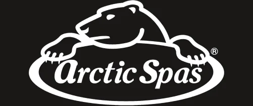 Official Arctic Spas authorized dealer logo, white inverse version, Roberts Leisure Isle of Man.