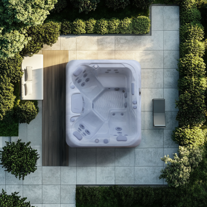 Vacation Brook holiday let hot tub by AquaSolus, featuring a robust commercial-grade design and high-efficiency filtration, Roberts Leisure Isle of Man.