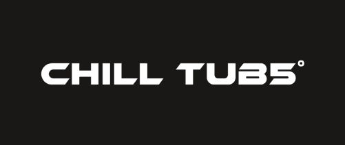 Official Chill Tubs cold plunge brand logo, white inverse version, Roberts Leisure Isle of Man.