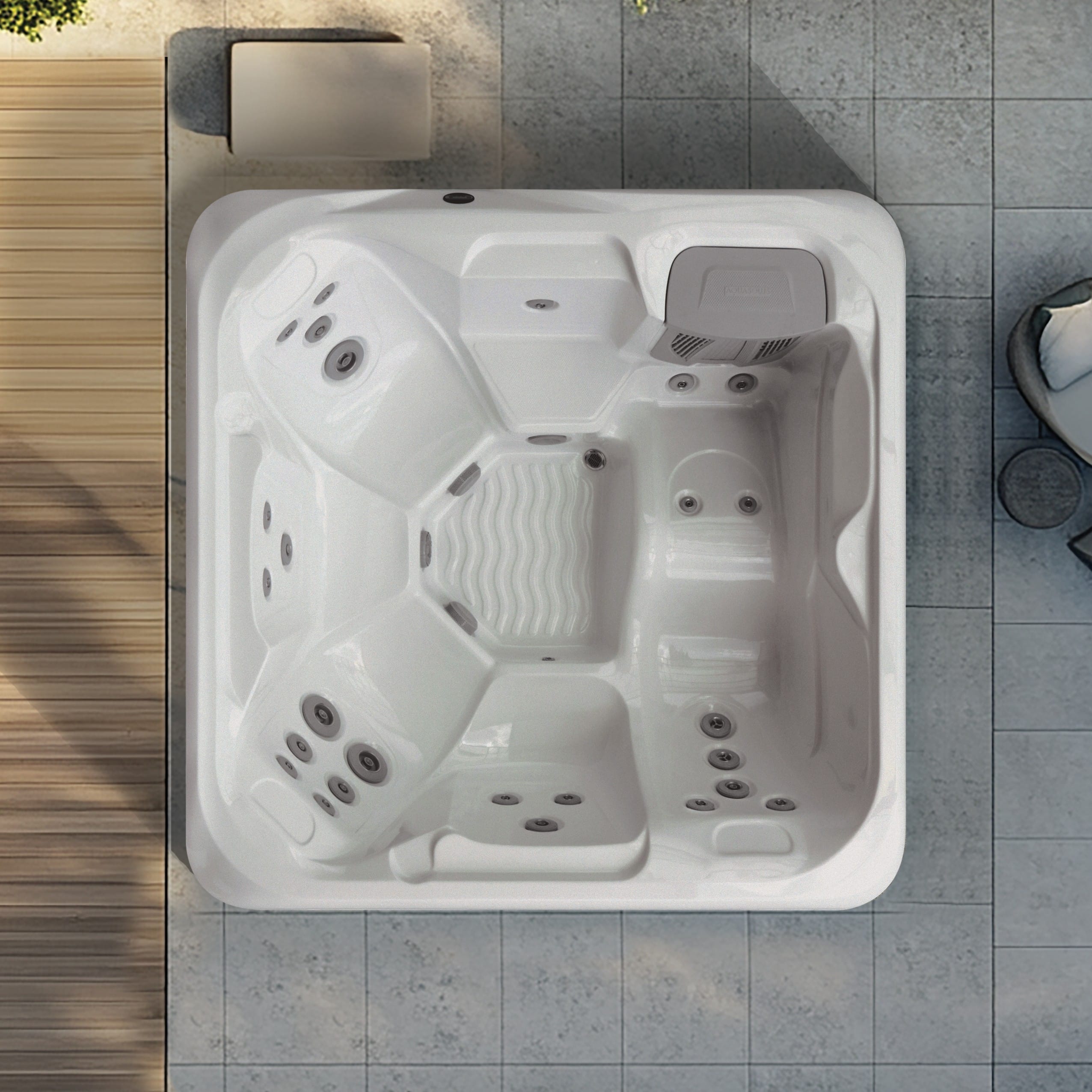 Vacation Cypress luxury holiday let hot tub by AquaSolus, featuring high-capacity social seating and a robust commercial-grade filtration system, Roberts Leisure Isle of Man.