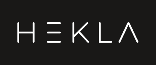 Official Hekla sauna brand logo, white inverse version, Roberts Leisure Isle of Man.