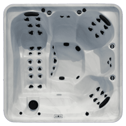 Arctic Spas Lunar hot tub shell in white, available for delivery and installation across the Isle of Man, featuring a 3-person seating layout with a premium lounger.