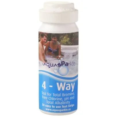 Aquasparkle 4-Way Test Strips | Chlorine & Bromine Spa Testing Kit