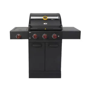 Grllr G3S 3-burner professional gas grill featuring precision illuminated controls, heavy-duty cooking grates, and weather-resistant stainless steel construction, Roberts Leisure Isle of Man.