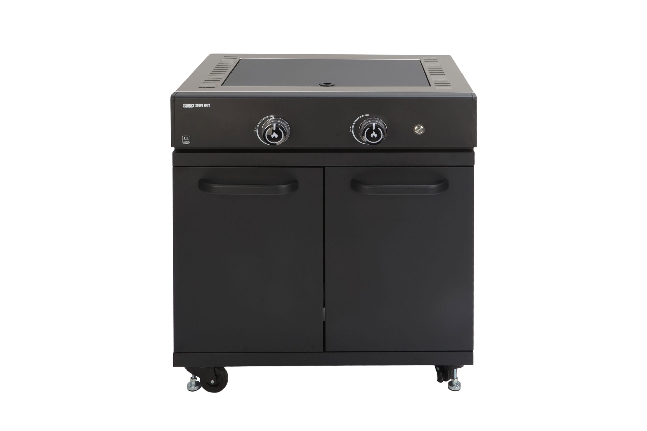 Grllr modular stove unit featuring precision heat control, durable flat-top cooking surface, and weather-resistant cabinetry, Roberts Leisure Isle of Man.