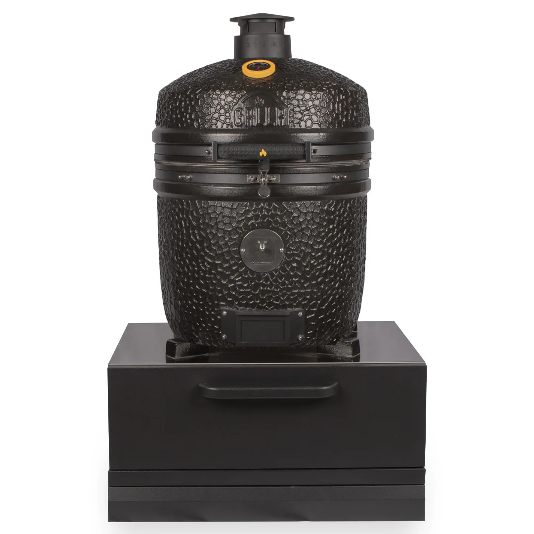 Grllr Connect Kamado low cabinet featuring robust steel construction, ergonomic grill mounting, and weather-resistant finish, Roberts Leisure Isle of Man.