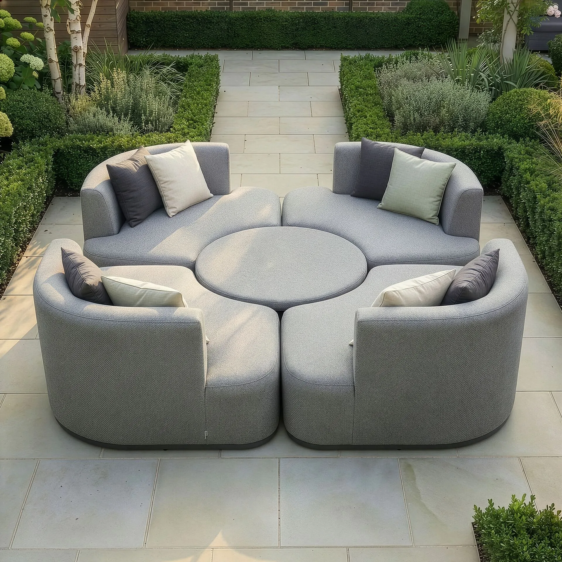 Outdoor Fabric Snug Lifestyle Suite with Rising Table